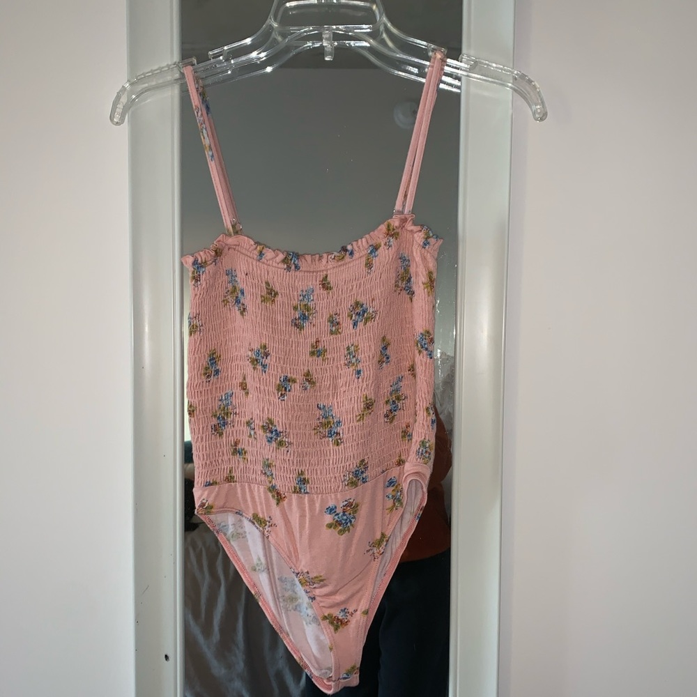 Pink floral bodysuit